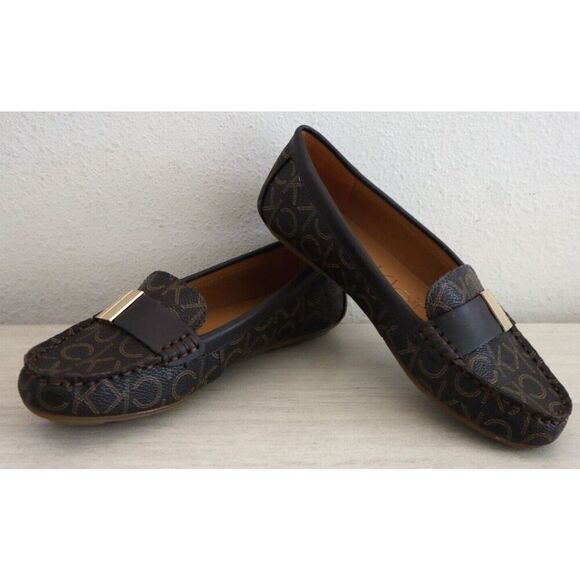 Calvin Klein Women's Sz 6M Brown Multi Lisa Monogram Loafers Shoes - Picture 4 of 11